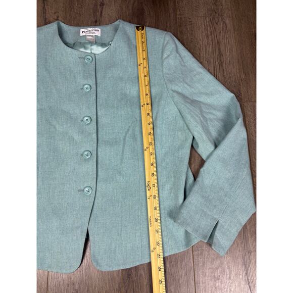 Pendleton 100% Virgin Wool Blazer Jacket Women’s 14 Mint Green Lined Career Coat - Picture 2 of 6